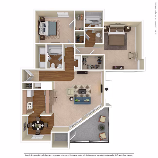 2 Bed 2 Bath 1263 SqFt (1123 Net) 2102 floor plan